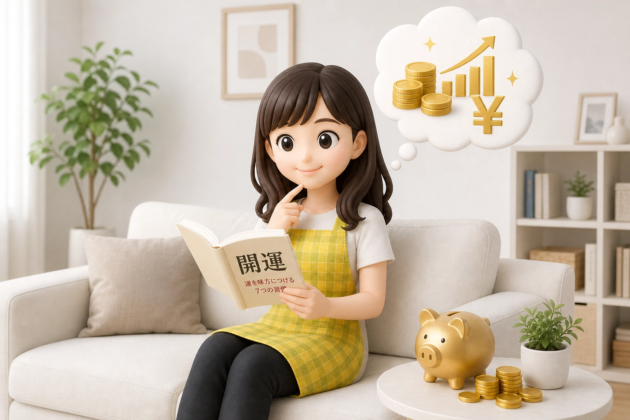 開運本を読むさよさん
